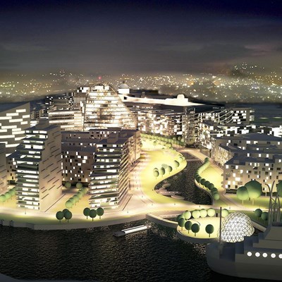 Trafford Waters at night