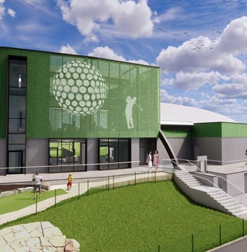 CGI image of the proposed West Wing elevation at Trafford Golf Centre