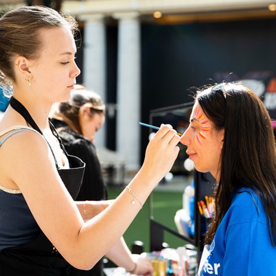 Face painting in Trafford Palazzo for the Bridgewater Way Walk