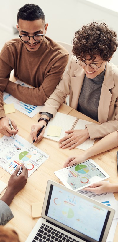 Team working at a desk