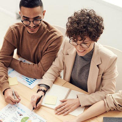 Team working at a desk