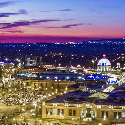 A view of TraffordCity by night